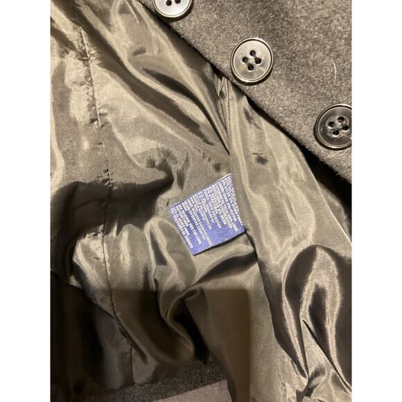 Green with Envy Wool Pea Coat Size S Double Breasted Charcoal Gray Business - Picture 4 of 8